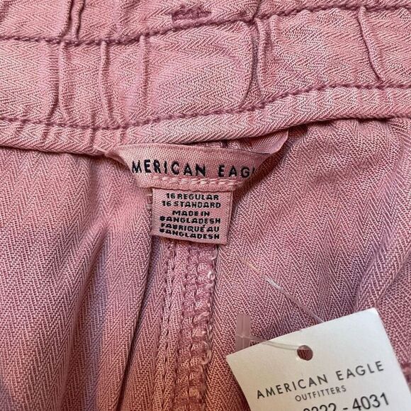 NWT American Eagle Super Hi-Rise Taper Utility Pants Womens Size 16 Pink Belted - Picture 8 of 16